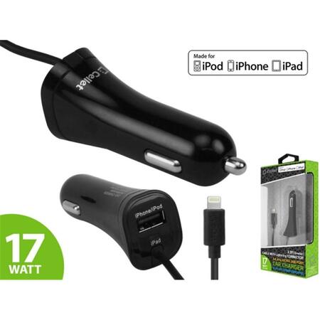 CELLET Apple MFI USB Port Car Charger- Black- 4 ft. 22663